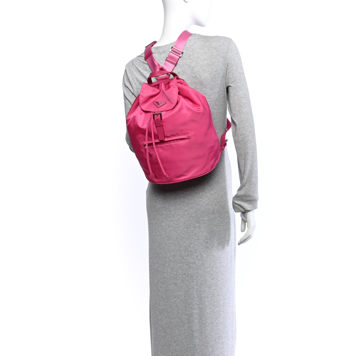 Tessuto Nylon Saffiano Vela Medium Backpack Fuxia