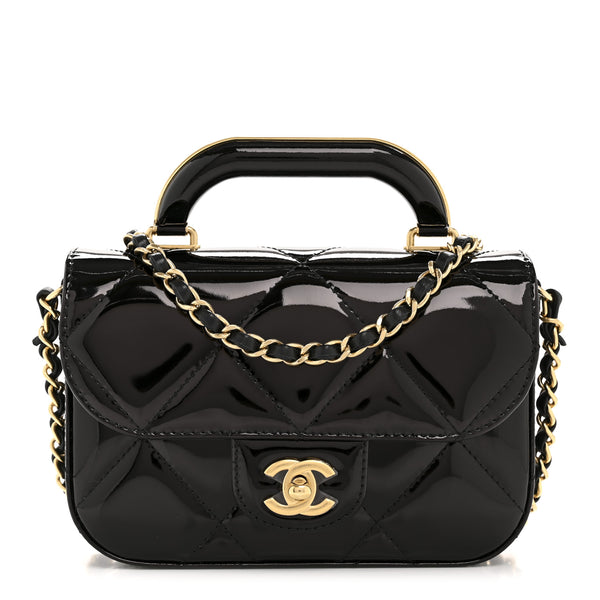 Chanel Metallic Mirror Calfskin Mini Top Handle Clutch With Chain