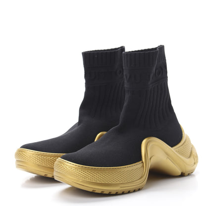 Louis Vuitton Stretch Textile Monogram LV Archlight Sneaker Boots 39 Black Gold 3 of 7