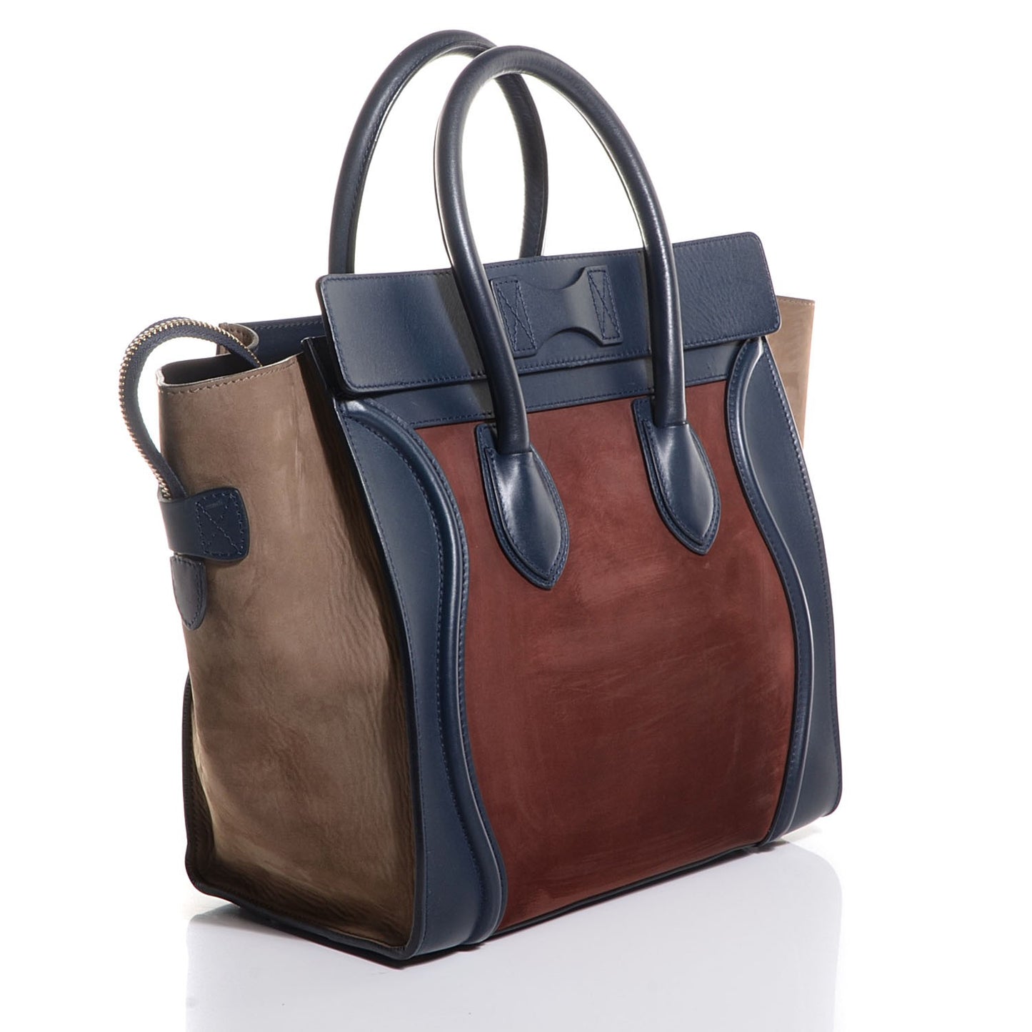 Nubuck Smooth Calfskin Mini Tri-Color Luggage Burgundy