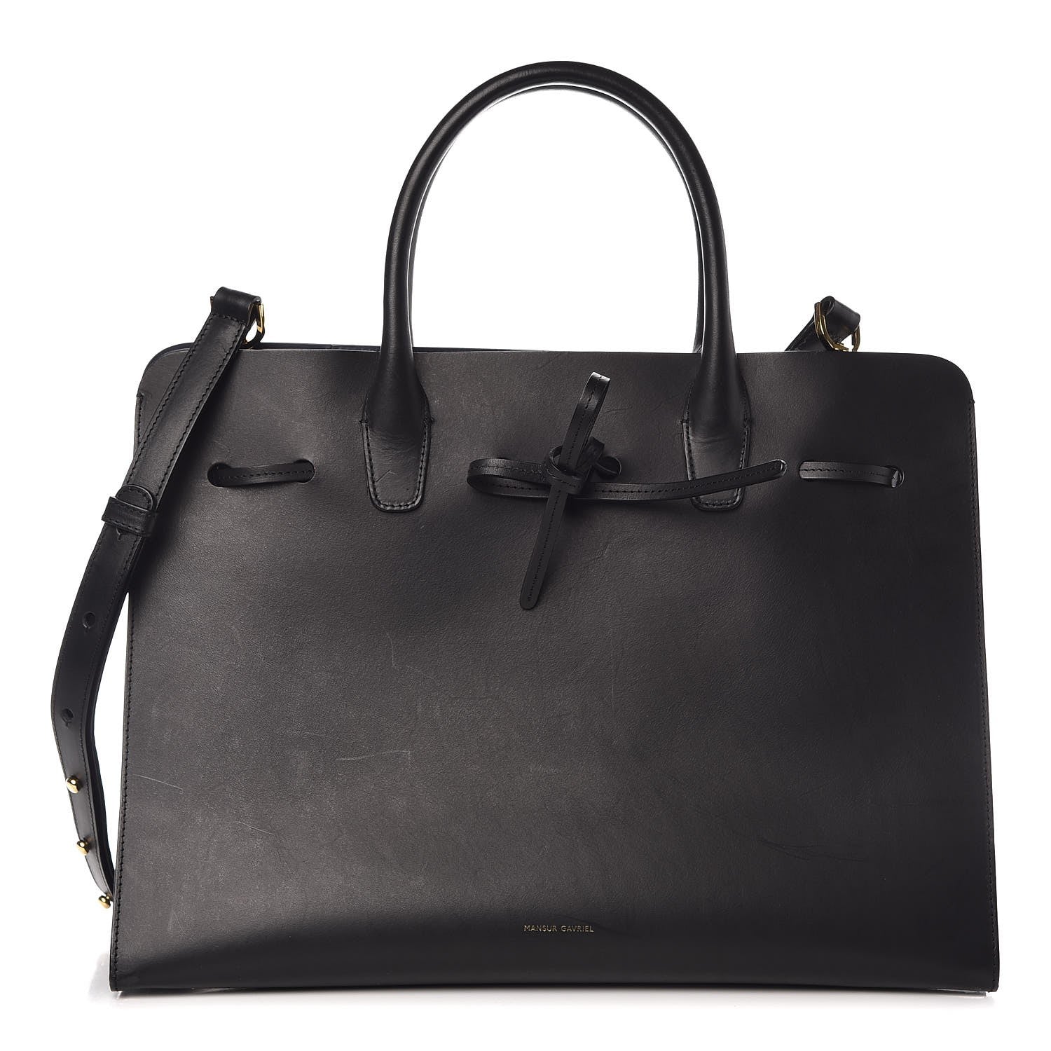 Mansur Gavriel Vegetable Tanned Calfskin Large Sun Bag Black Blue 1 of 10