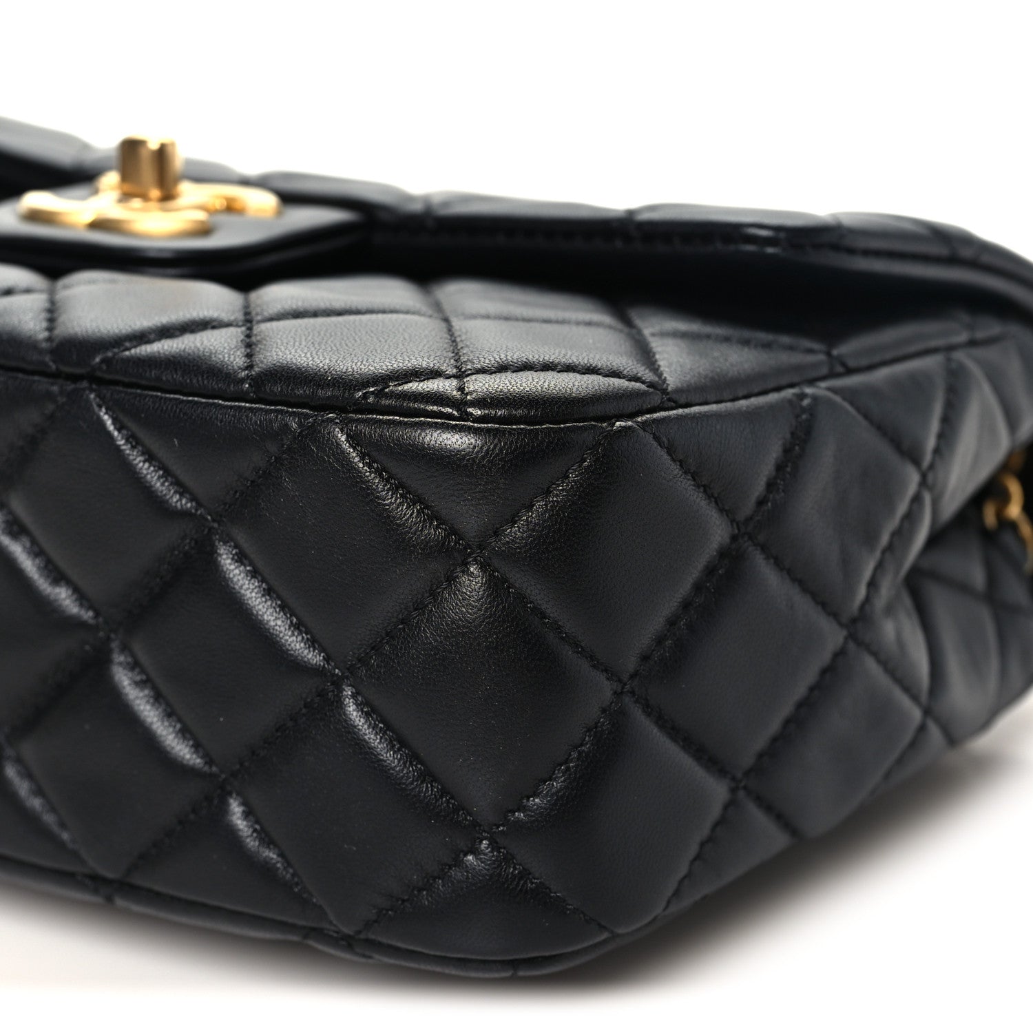 Chanel Lambskin Enamel Quilted Small Coco Hearts Square Flap Black 10 of 10