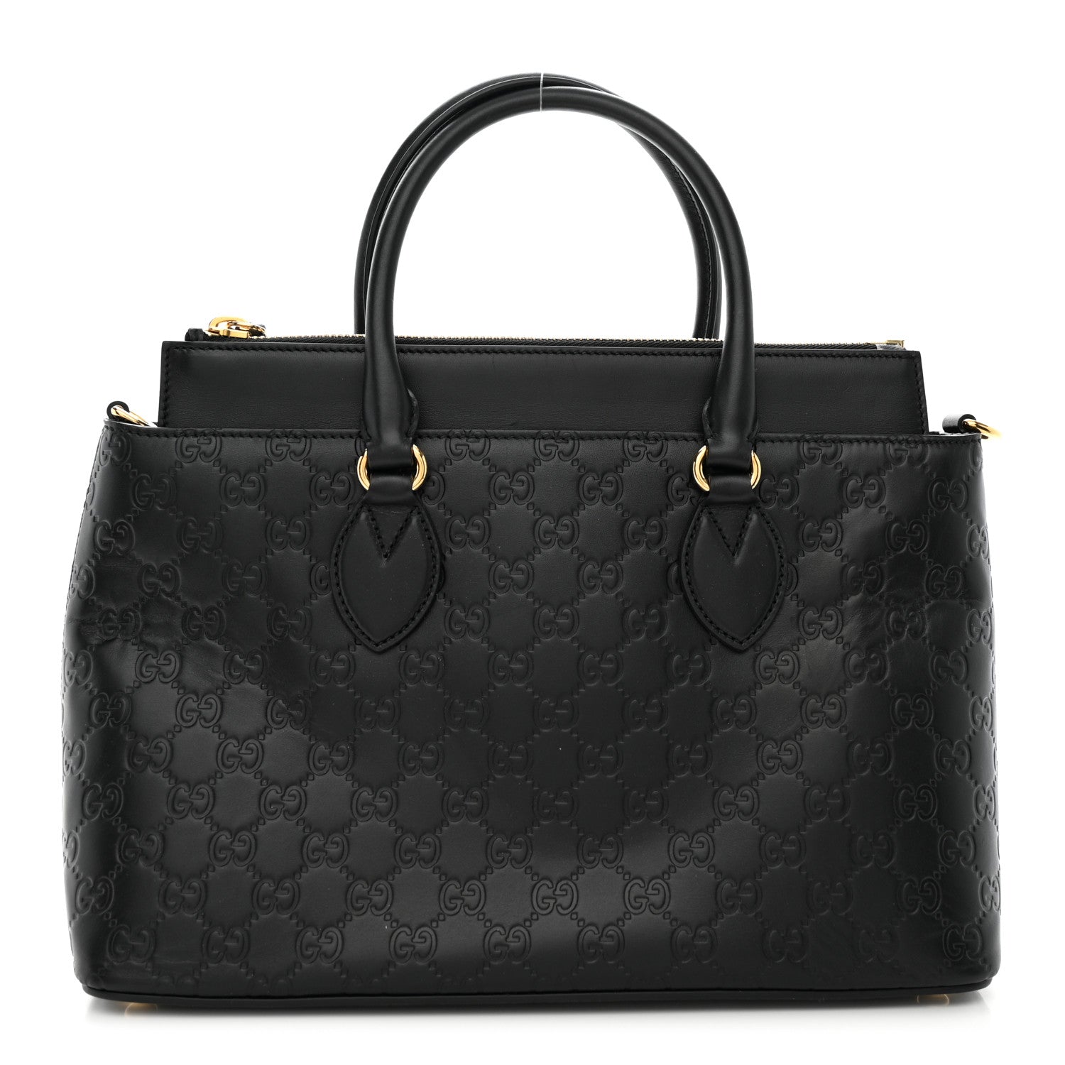 Gucci Guccissima Signature Nappa Small Zip Top Tote Black 1 of 10