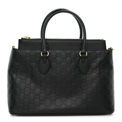 Gucci Guccissima Signature Nappa Small Zip Top Tote Black 1 of 10