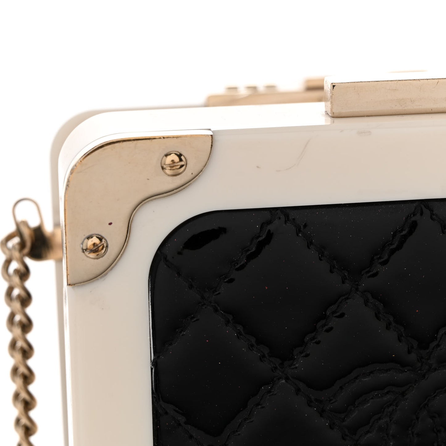 Plexiglass Patent Evening In The Air Mini Trolley Minaudiere Clutch Black White