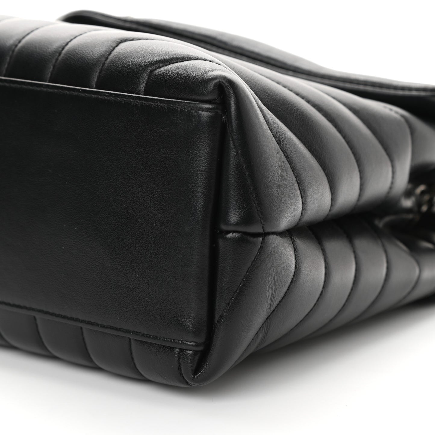 Calfskin Y Quilted Monogram Medium Loulou Chain Satchel Black