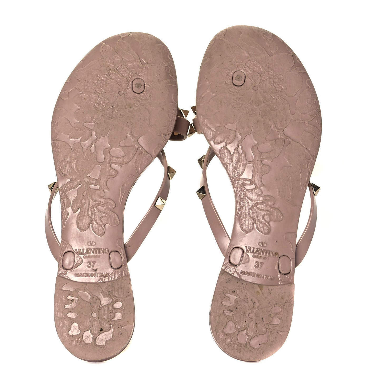 PVC Jelly Rockstud Bow Thong Sandals 37 Poudre