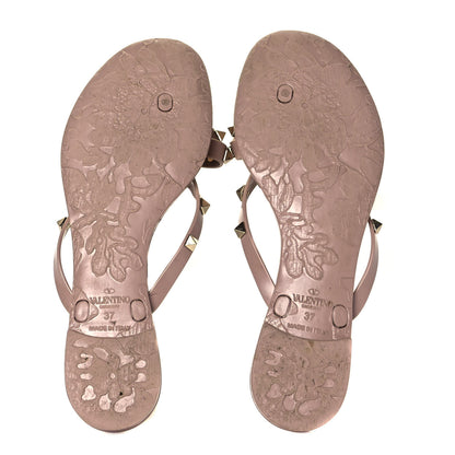 Valentino Garavani PVC Jelly Rockstud Bow Thong Sandals 37 Poudre 5 of 7
