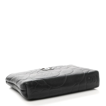 Chanel Lambskin Camellia Embossed Key Holder Case Black 4 of 8