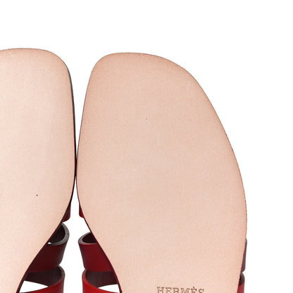 Hermes Calfskin Amore Sandals 36 Rouge Grenat Orange Solaire 9 of 11