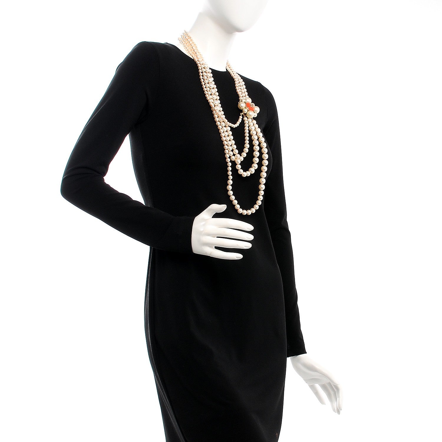 Chanel Pearl Multi Strand Long CC Necklace Gold 5 of 5