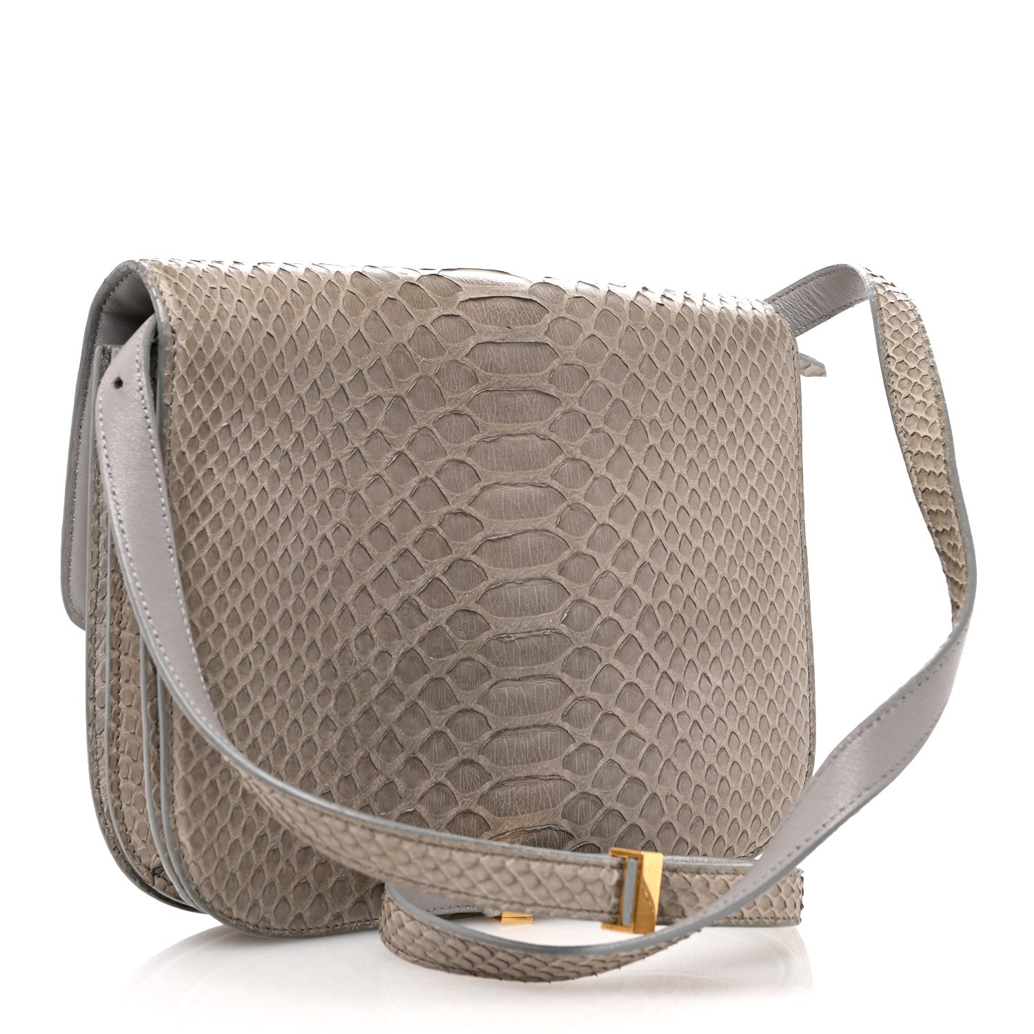 Celine Snakeskin Medium Classic Box Flap Bag Grey 3 of 11
