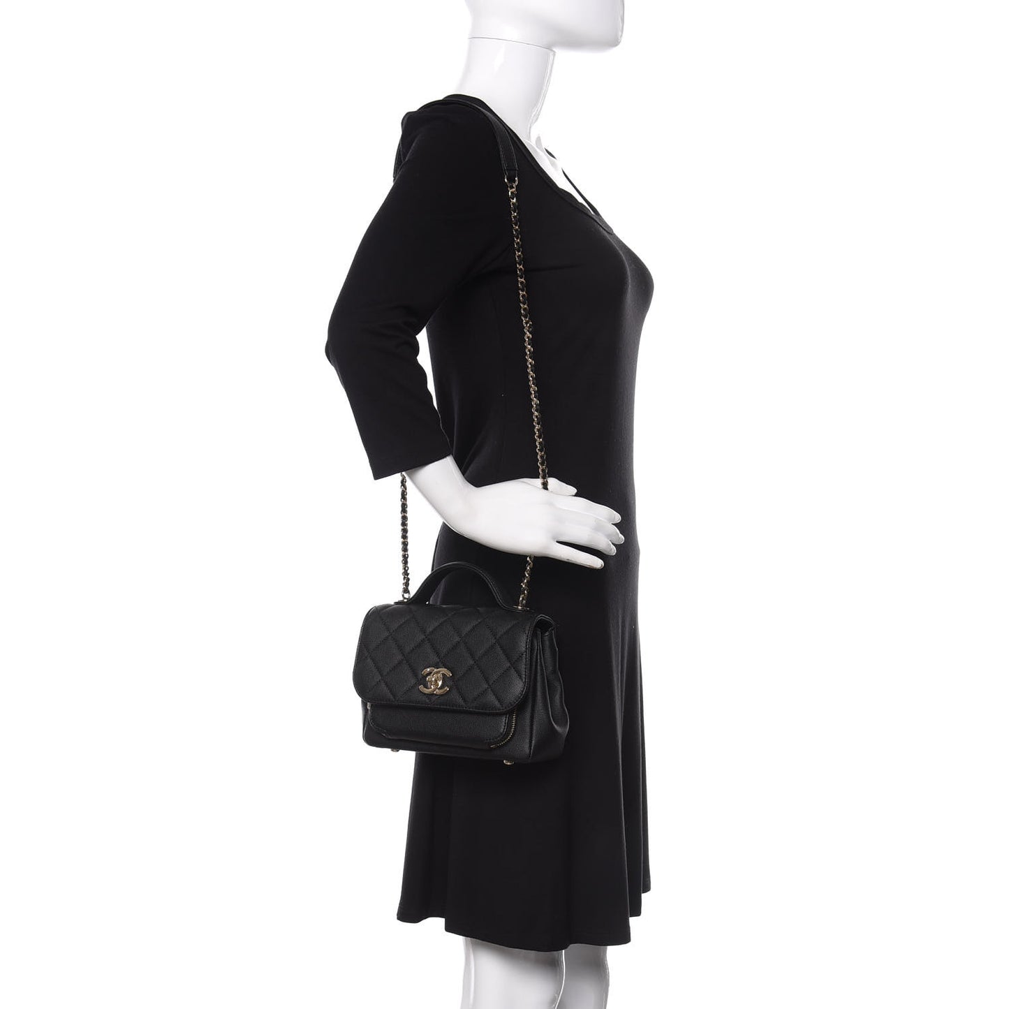 Caviar Quilted Small Business Affinity Flap Black