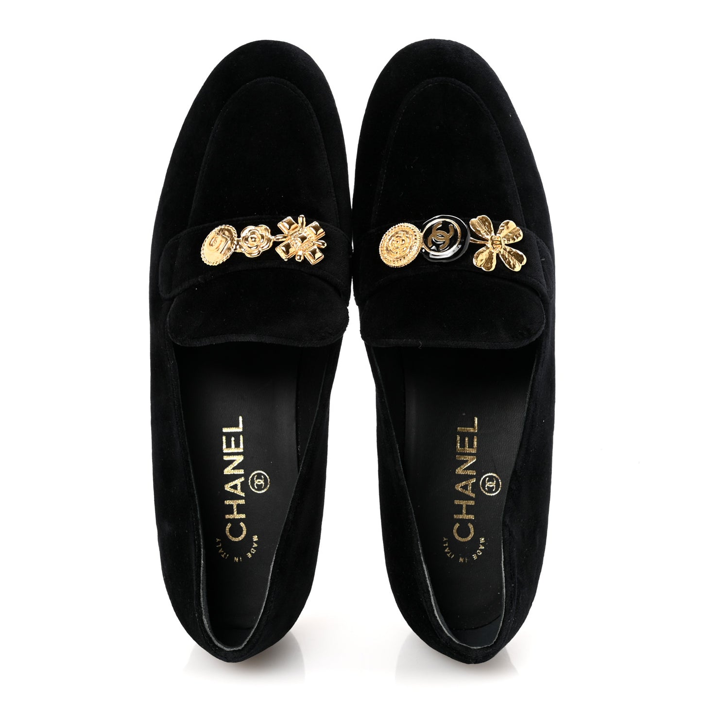 Velvet Moccasin Loafers 40 Black