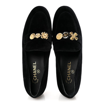 Chanel Velvet Moccasin Loafers 40 Black 2 of 9