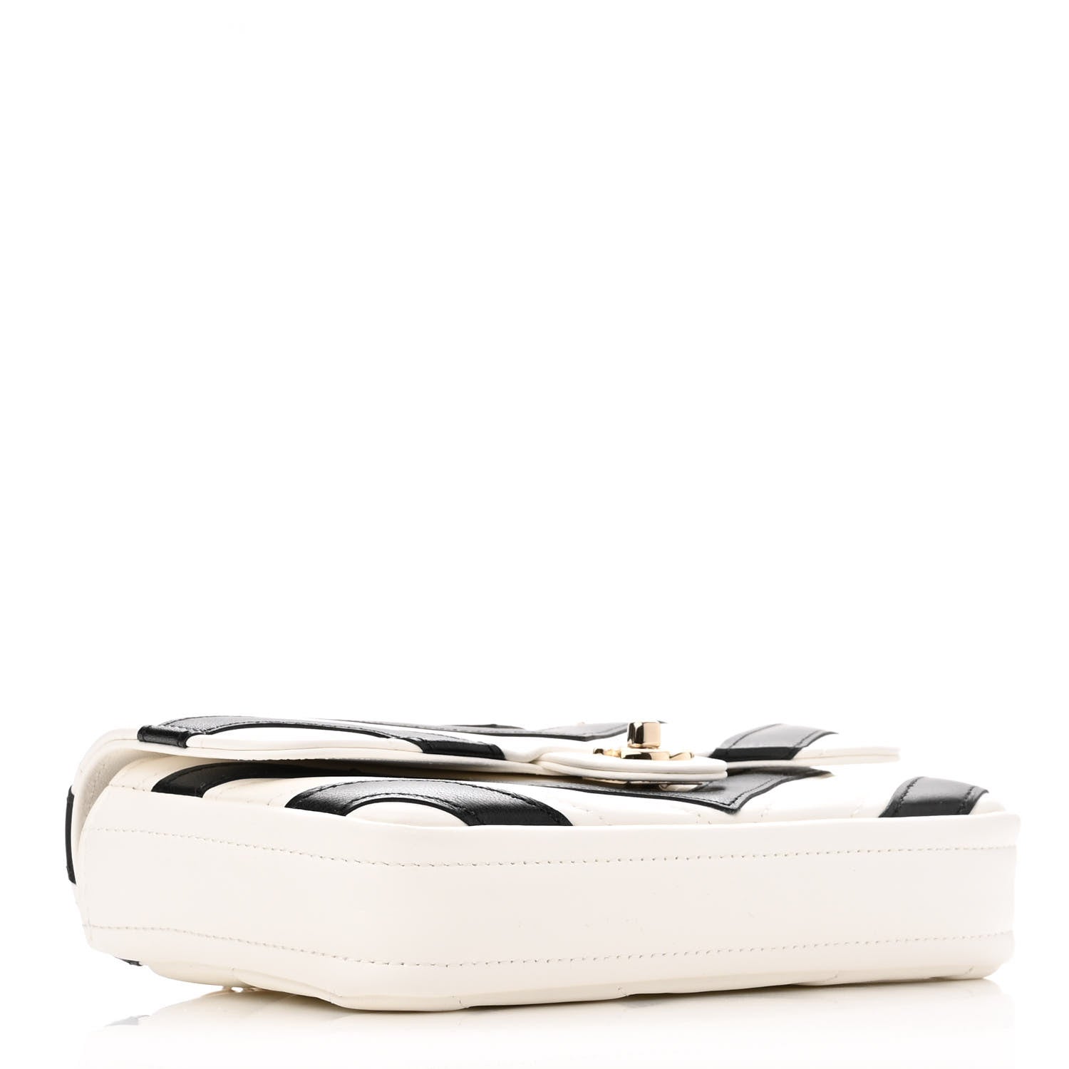Chanel Lambskin Chevron Stitched Flap White Black 4 of 12