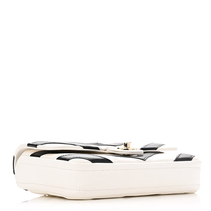 Chanel Lambskin Chevron Stitched Flap White Black 4 of 12