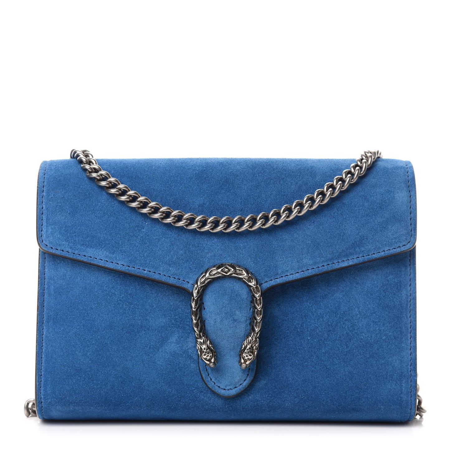 Suede Mini Dionysus Chain Wallet Blue