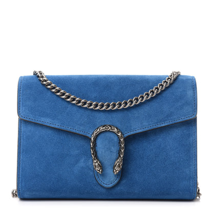 Gucci Suede Mini Dionysus Chain Wallet Blue 1 of 11
