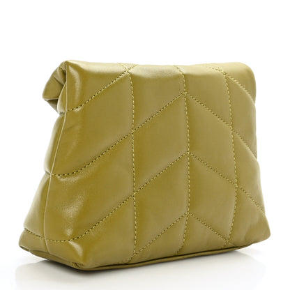Saint Laurent Lambskin Monogram Loulou Puffer Pouch Clutch Olive 3 of 10