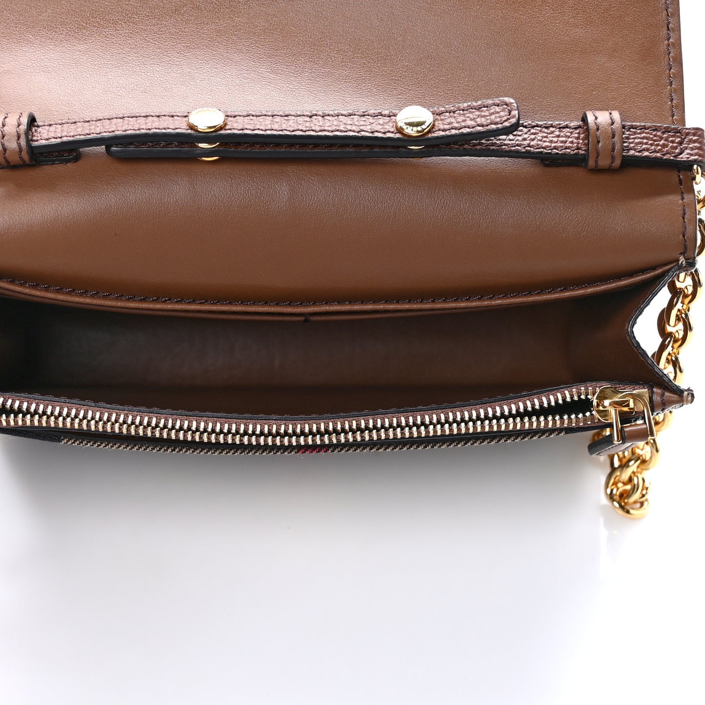 Grained Calfskin House Check Tartan Mix Hampshire Wallet On Chain Tan
