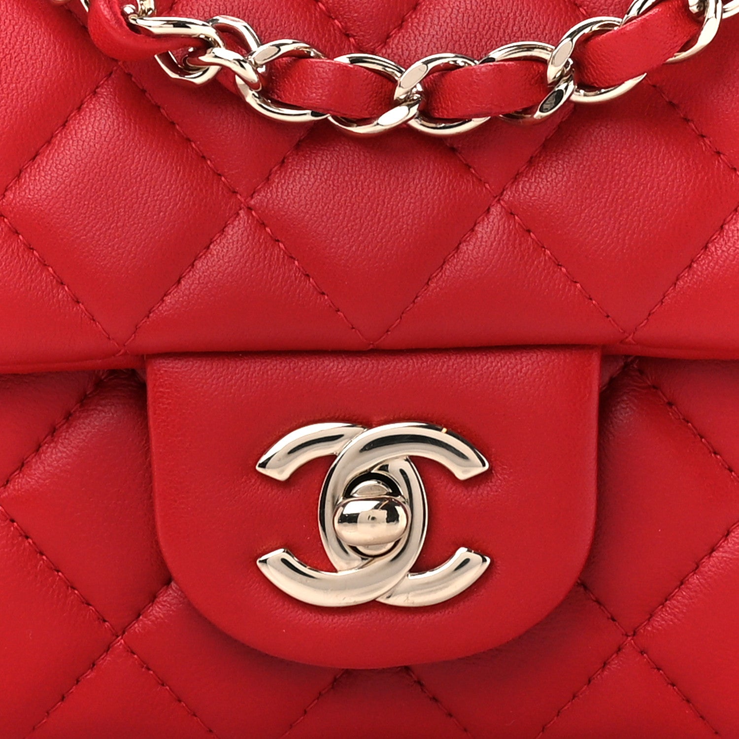 Chanel Lambskin Quilted Mini Rectangular Flap Red 9 of 12