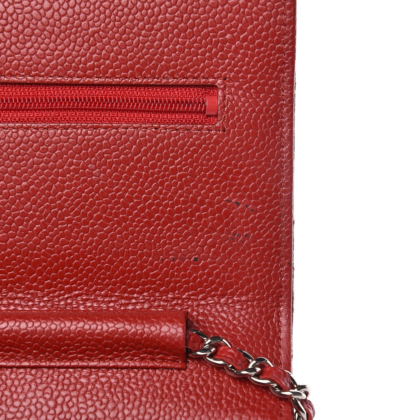 Caviar Quilted Wallet on Chain WOC Red