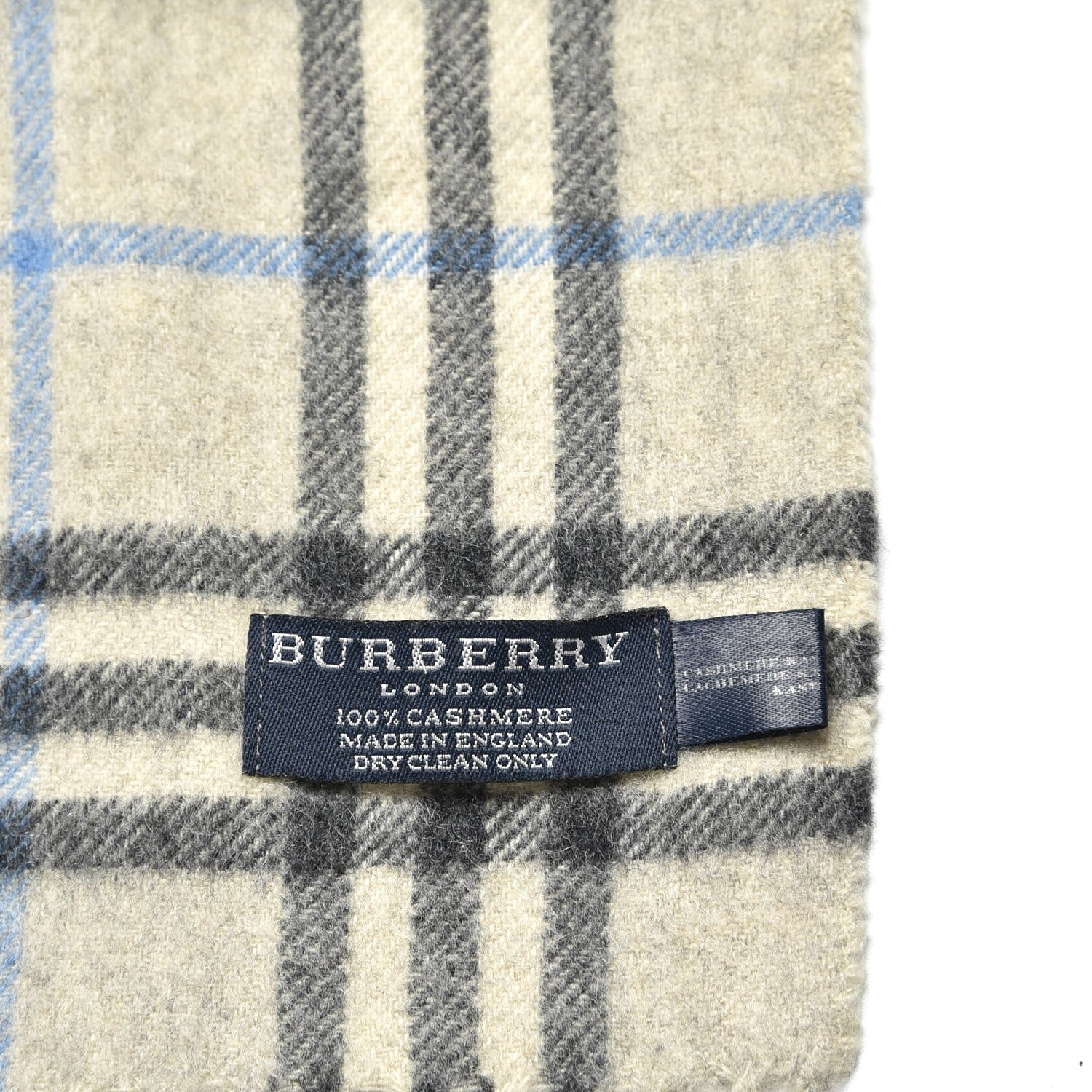 Burberry Cashmere House Check Fringe Scarf Grey 4 of 4