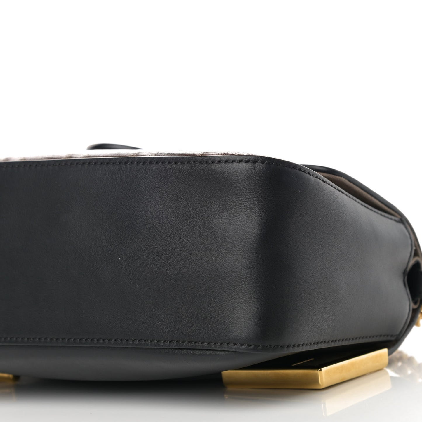 Vitello Grace Glazed Fabric FF 1974 Double F Shoulder Bag Black Mogano Panna