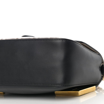 Fendi Vitello Grace Glazed Fabric FF 1974 Double F Shoulder Bag Black Mogano Panna 12 of 12