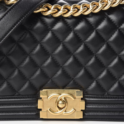 Chanel Lambskin Quilted Medium Boy Flap Black 8 of 14