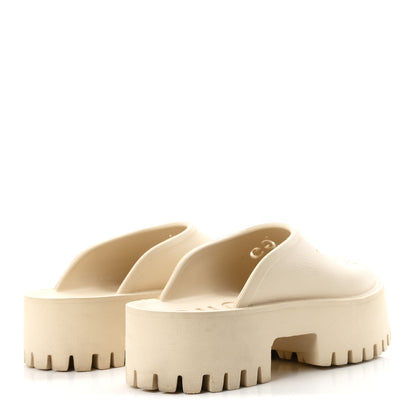 Gucci Rubber Monogram GG Go Through Platform Slide Clogs 38 Mystic White 5 of 9