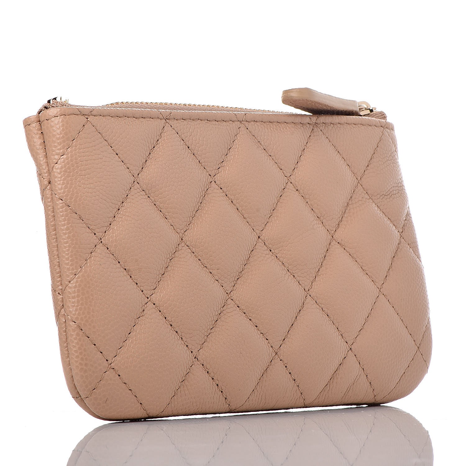 Chanel Caviar Quilted Small Cosmetic Case Beige 3 of 10