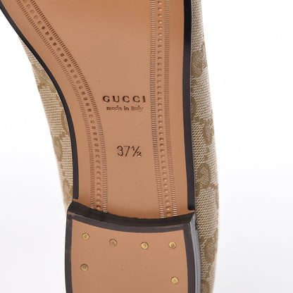 Gucci Canvas GG Monogram Horsebit Womens Jordaan Loafers 37.5 New Sand Friky Taupe 6 of 9