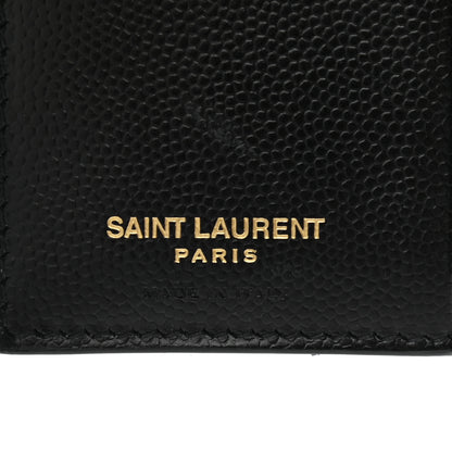 Saint Laurent Grain De Poudre Matelasse Chevron Monogram Zipped Card Case Black 6 of 9