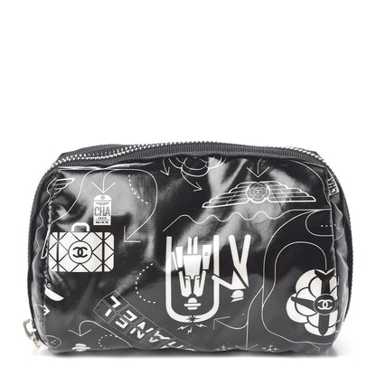 Chanel Coated Canvas Airline Cosmetic Pouch Black White 1 of 9