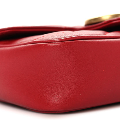 Gucci Calfskin Matelasse Super Mini GG Marmont Shoulder Bag Hibiscus Red 9 of 12