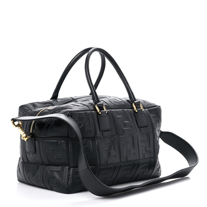 Fendi Nappa FF 1974 Embossed Small Boston Black 3 of 7