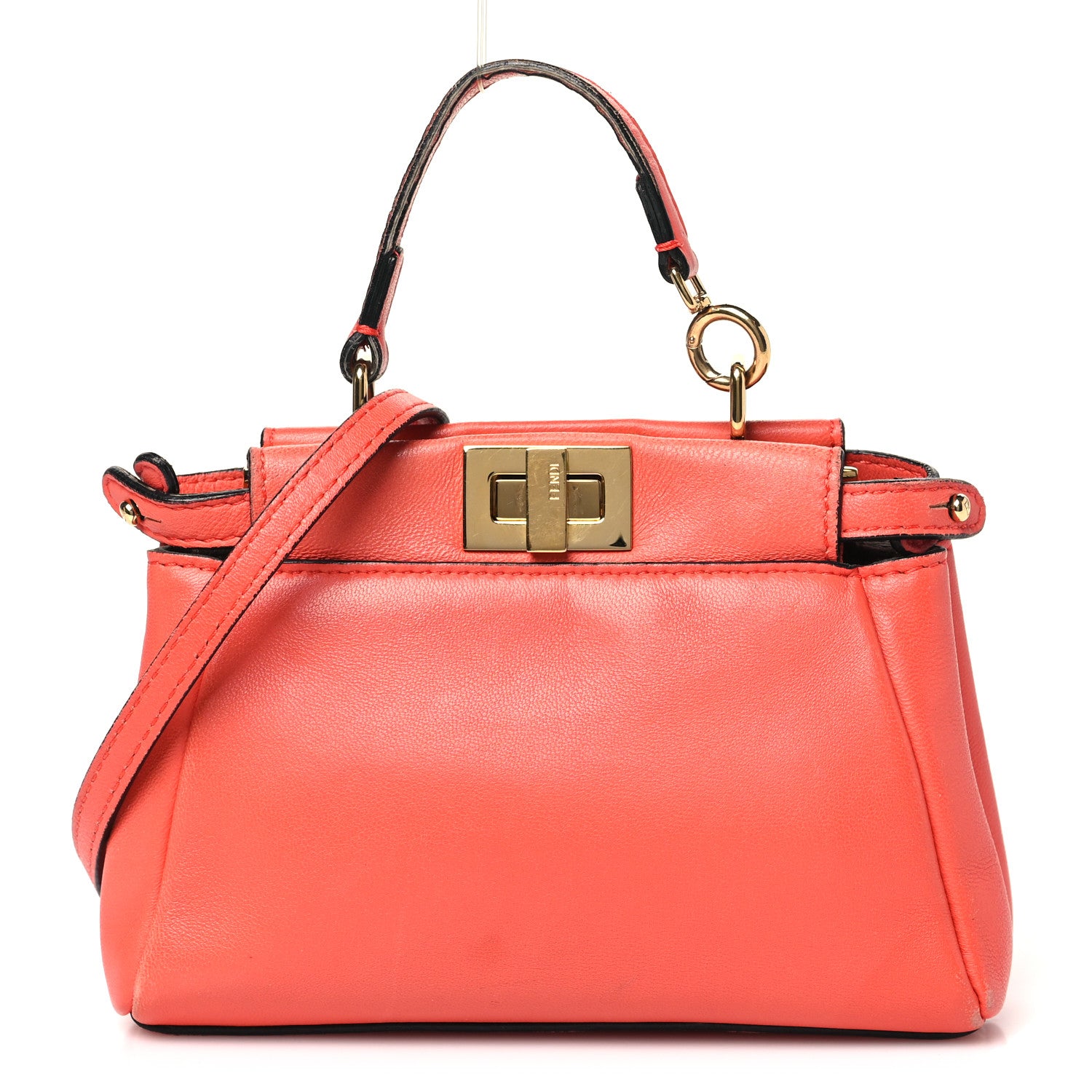 Fendi Shiny Nappa Micro Peekaboo Iconic Satchel Rosso Pimento 1 of 11