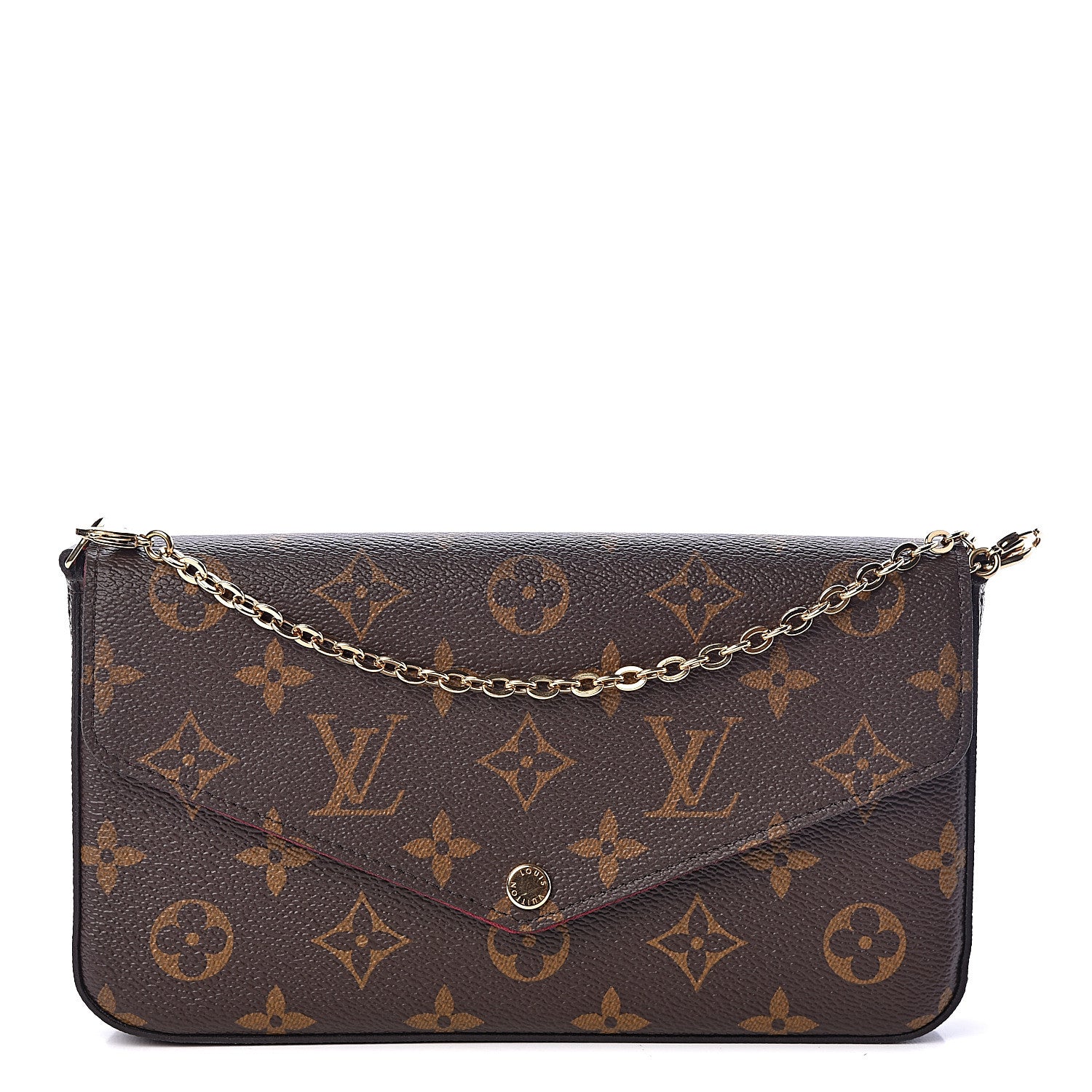 Louis Vuitton Monogram Pochette Felicie Chain Wallet Fuchsia 1 of 10