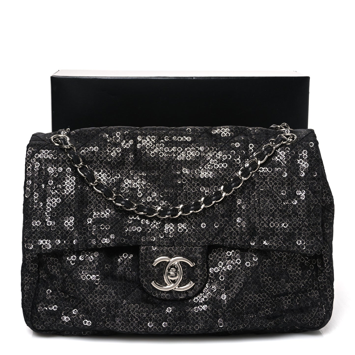 Hidden Sequin Maxi Flap Black
