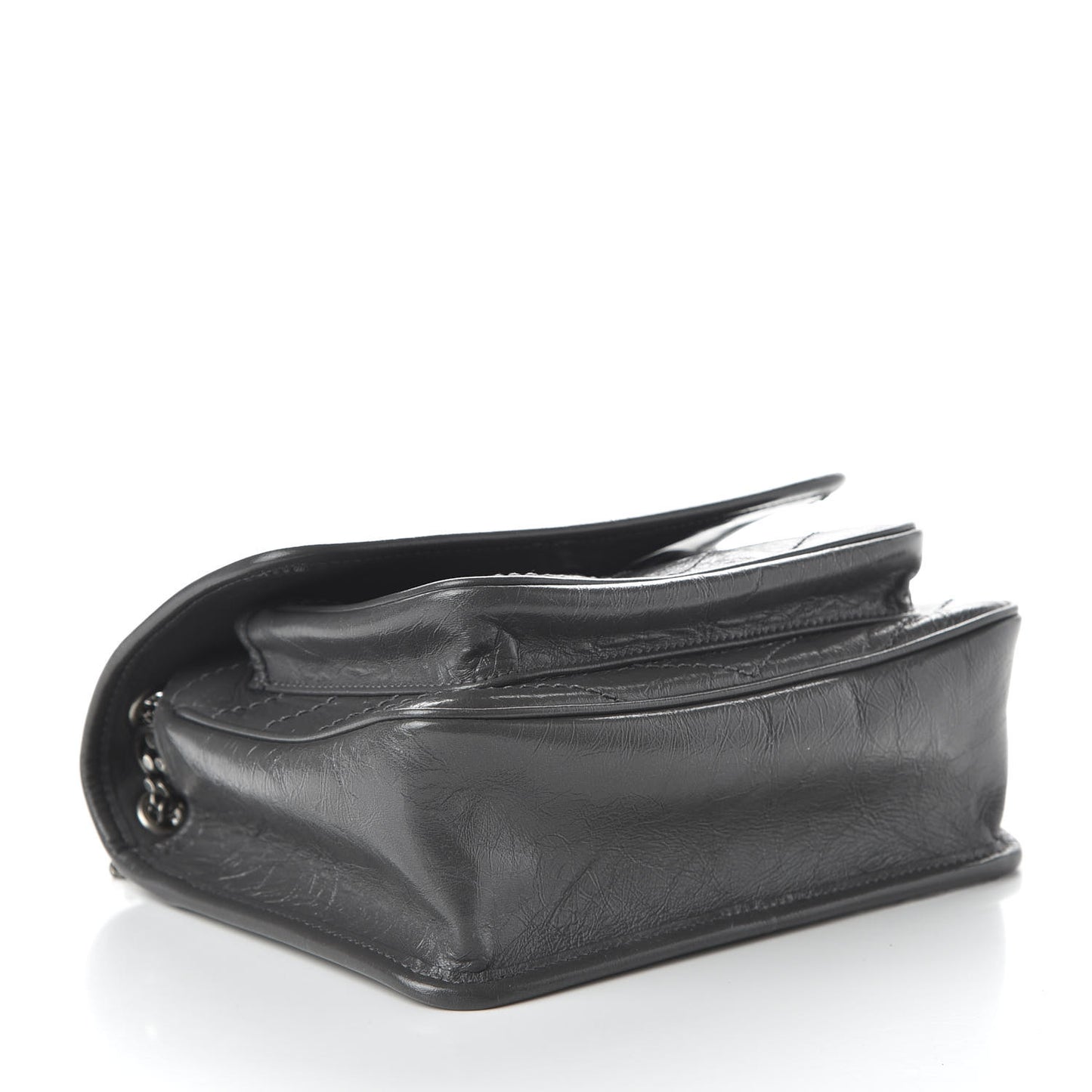 Crinkled Calfskin Matelasse Monogram Baby Niki Chain Satchel Storm