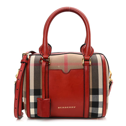 Burberry House Check Bridle Calfskin Small Alchester Bowling Bag Red 1 of 13