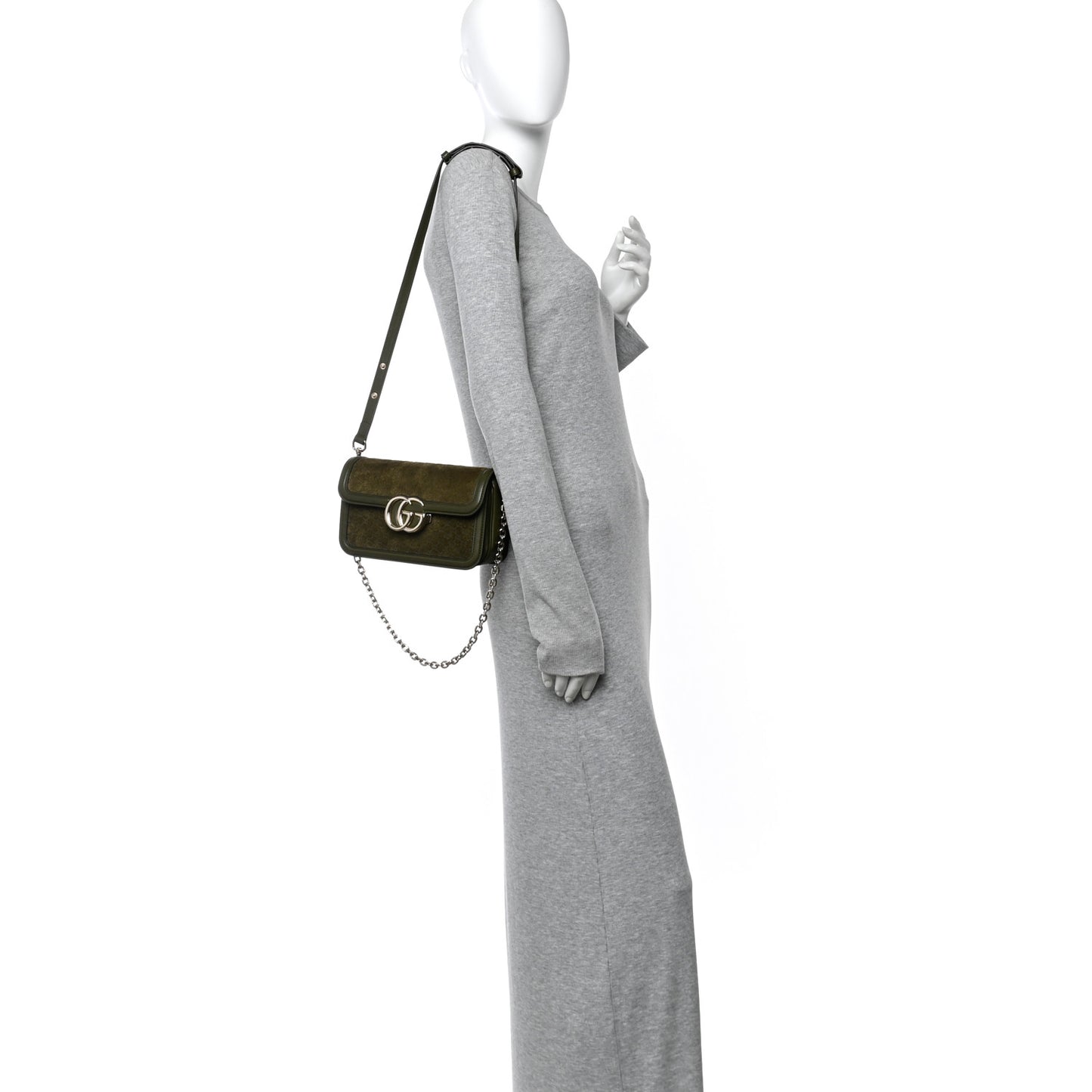 Suede Microguccissima Go Small Shoulder Bag Forest Green