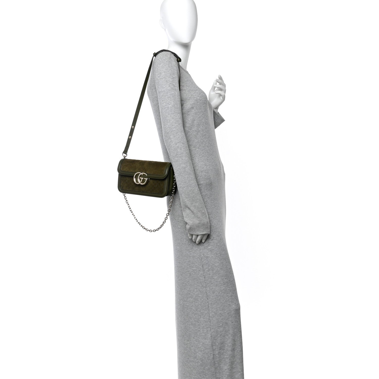 Gucci Suede Microguccissima Go Small Shoulder Bag Forest Green 2 of 14