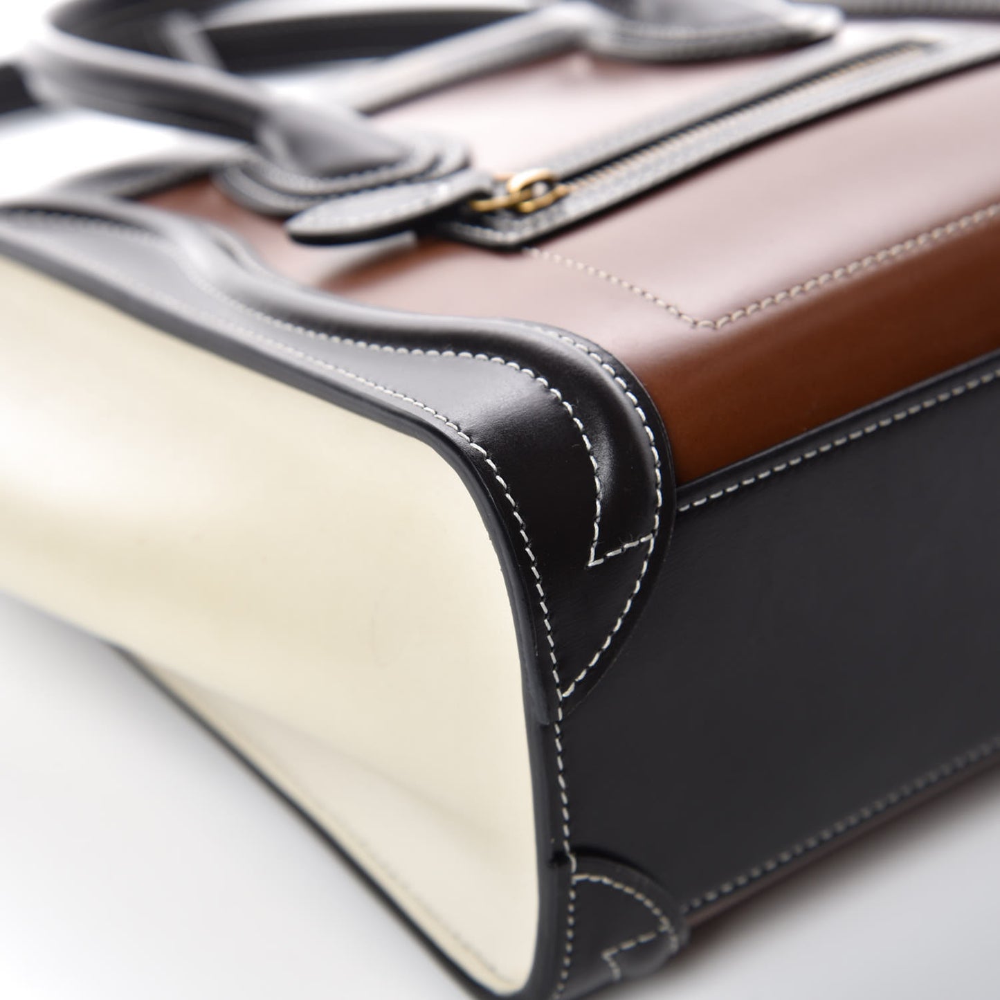 Smooth Calfskin Nano Tri-Color Luggage Chestnut