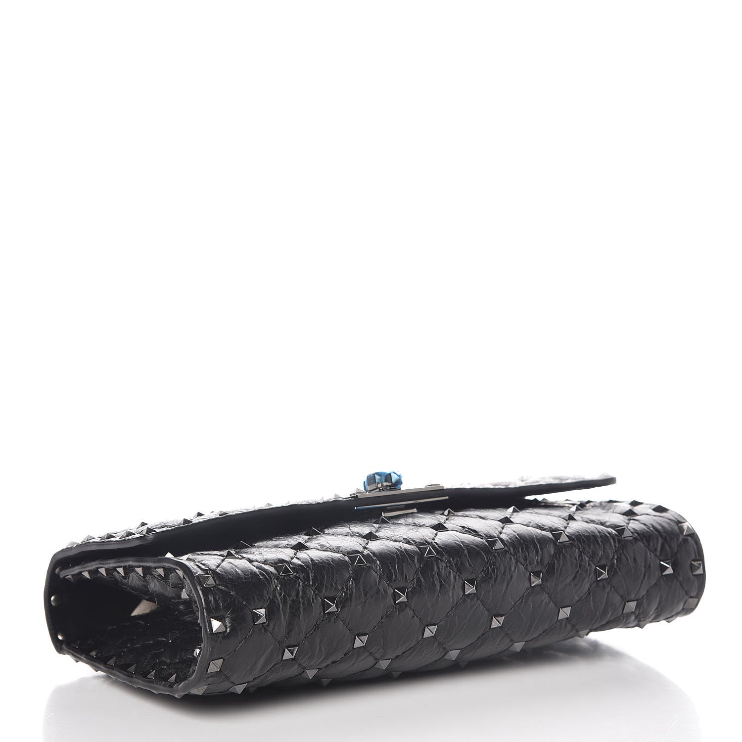 Valentino Garavani Craquele Nappa Rockstud Spike Wallet on Chain Black 4 of 10
