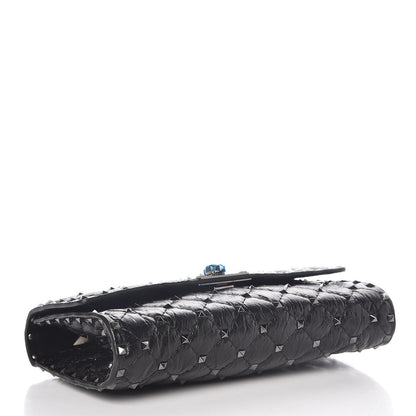 Valentino Garavani Craquele Nappa Rockstud Spike Wallet on Chain Black 4 of 10