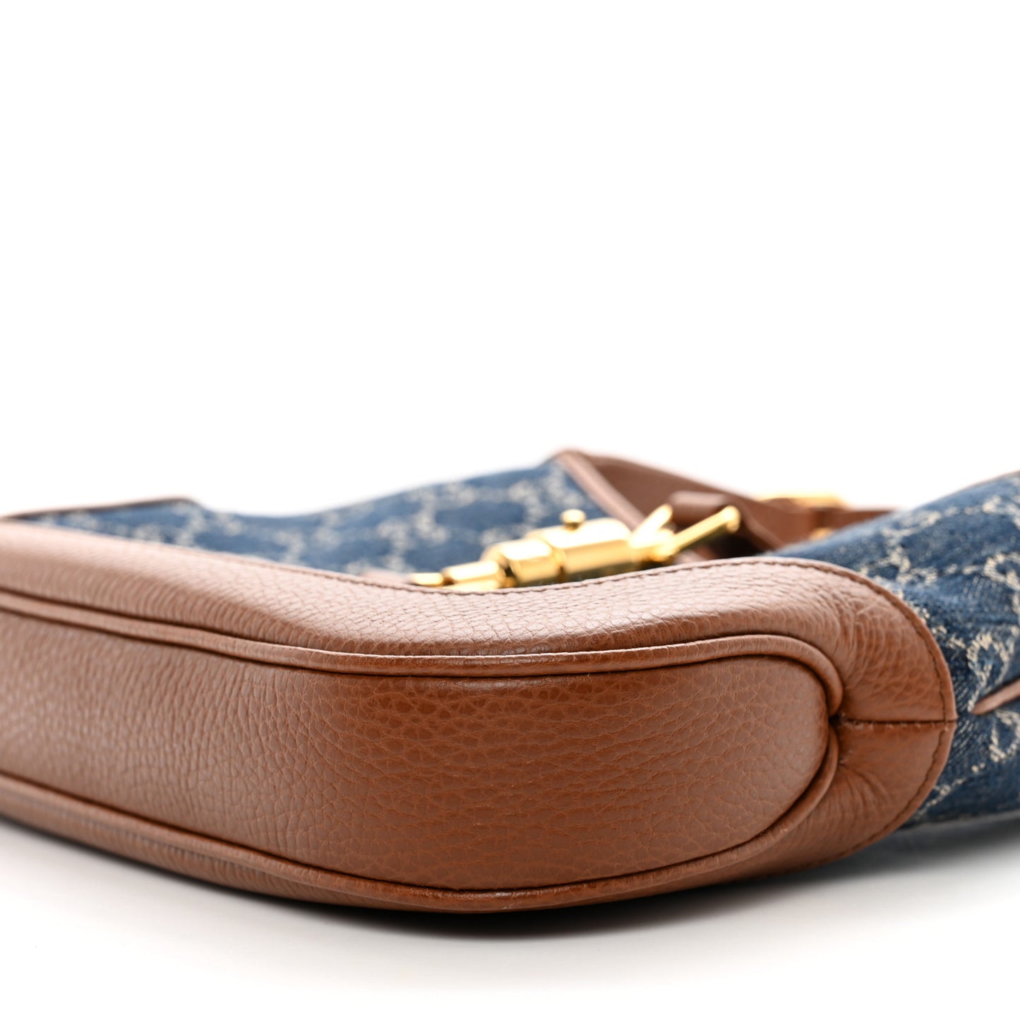 New Denim GG Monogram Calfskin Small Jackie 1961 Hobo Blue Tea Cuir