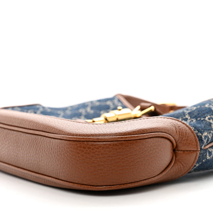 Gucci New Denim GG Monogram Calfskin Small Jackie 1961 Hobo Blue Tea Cuir 8 of 8